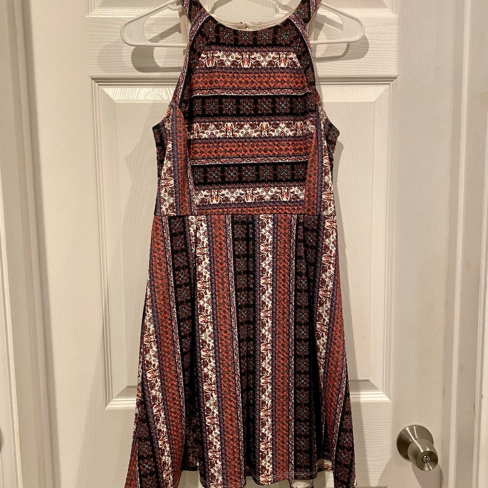 Xhilaration floral striped halter fit and flare dress